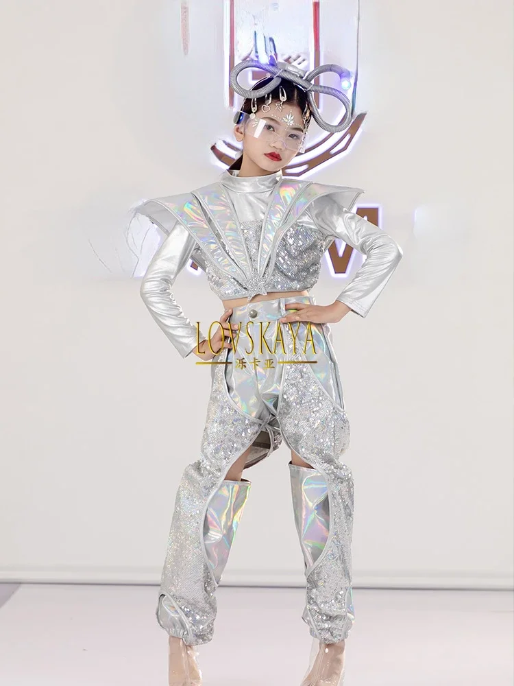 Cool Personality Models Fashion Show K-pop Urban Dance Girl Clothes High-end Children Catwalk Costumes