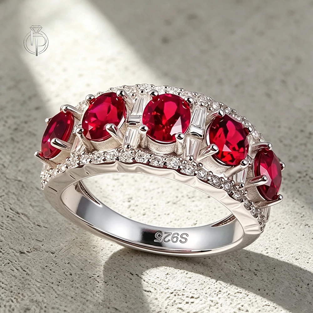 HORRIPAL D Color Ruby Moissanite Rings For Women GRA Certified S925 Sterling Silver Designer Classic Wedding Luxury Fine Jewelry