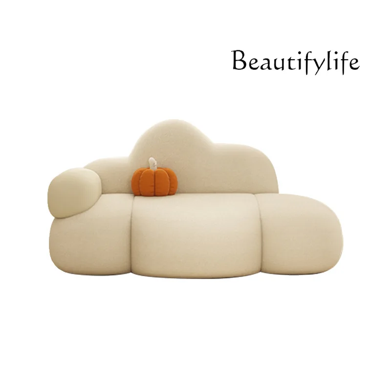 

Living room fabric sofa cloud sofa cream wind sitting area reception clothing store double sofa