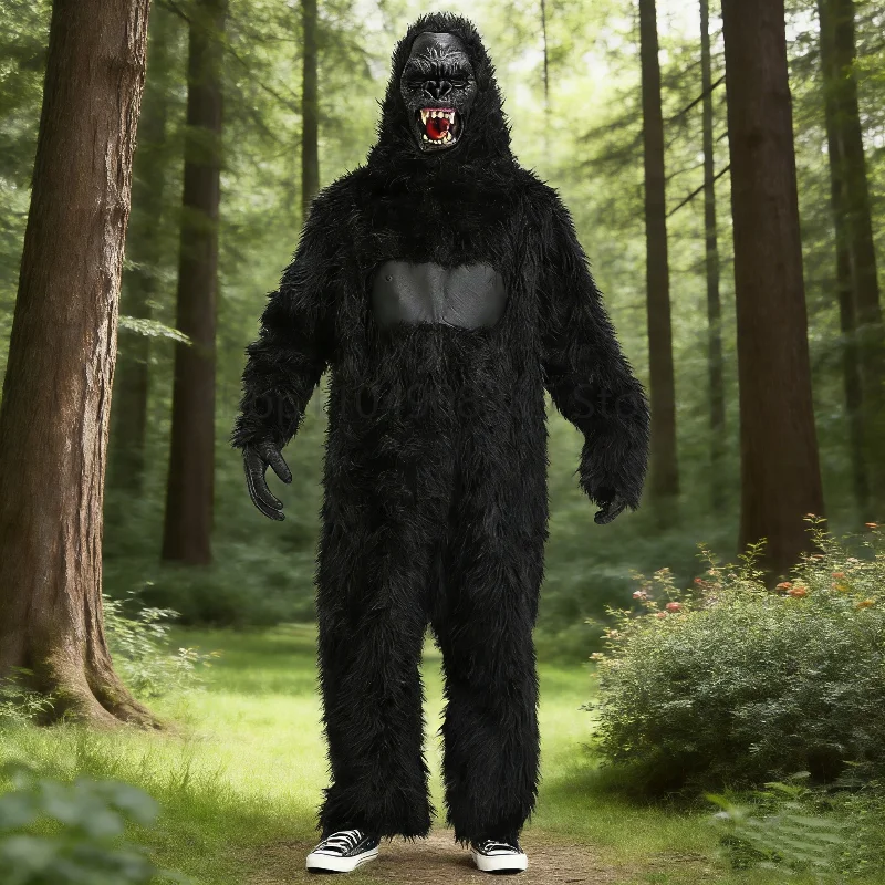 

Big Orangutan King Halloween Carnival Fancy Dress Up Men Gorilla Suit Adult Black Furry Chimpanzees Mascot Costume