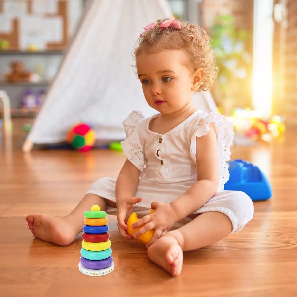 1 مجموعة الموسيقى الملونة خواتم حلقة التراص لعبة الطفل التعليمية بنة مجموعة للأطفال الصغار التعرف على الألوان التعلم #3