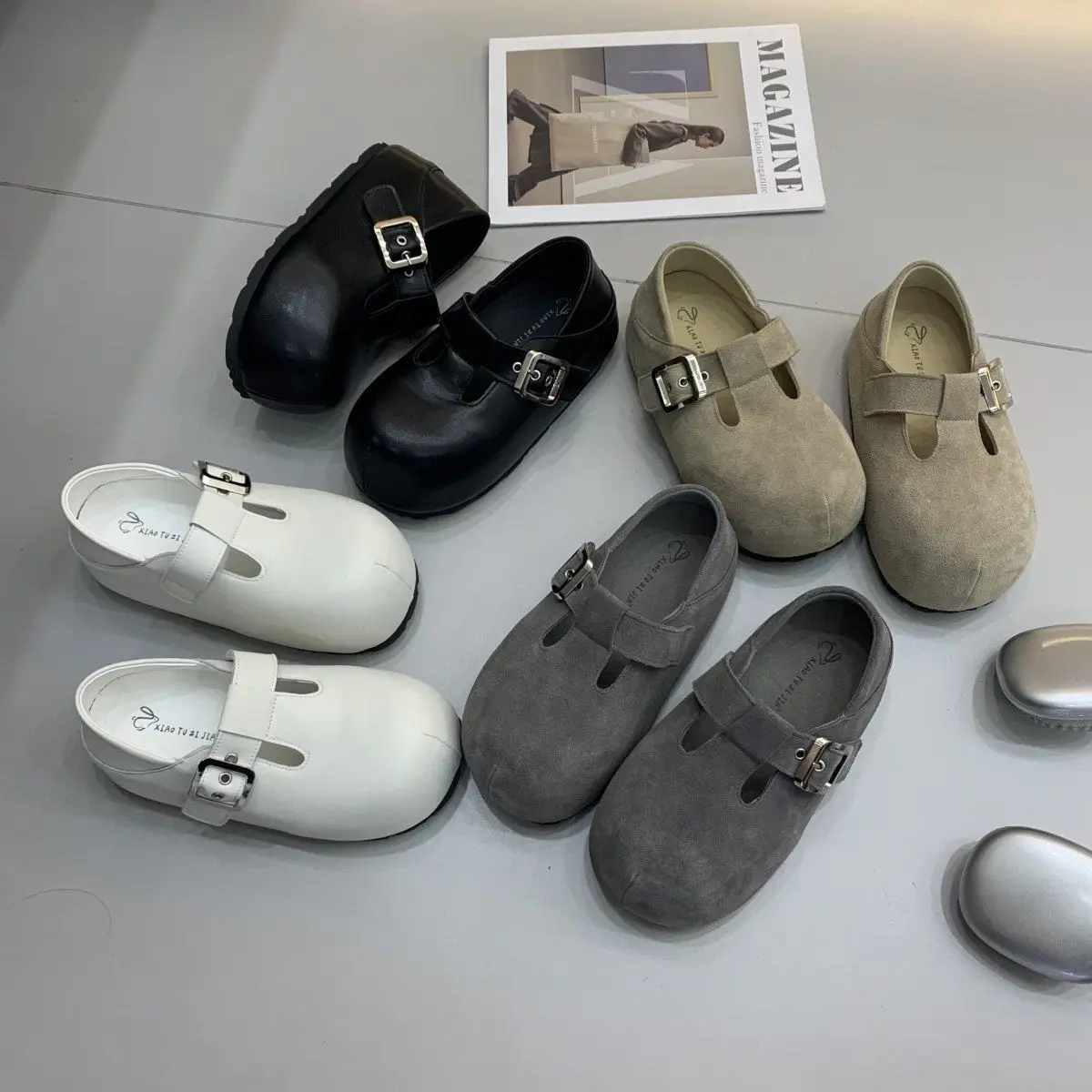 Nouvelles chaussures décontractées pour femmes 2026, couleur unie, antidérapantes et résistantes à l'usure, avec boucle, pour le printemps et l'automne, chaussures de marche à bout profond