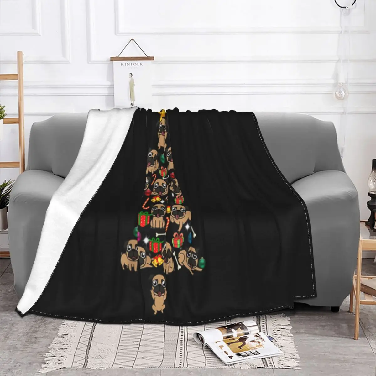 Awesome Pug Christmas Tree Funny Xmas Pug Winter Womens Holiday Customiz Brand Colour Better Throw Blanket