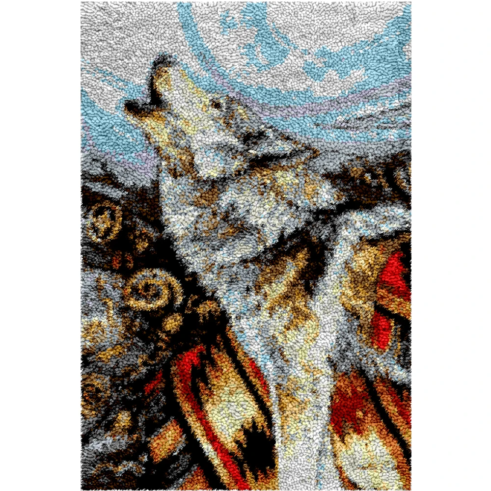 

DIY Wolf Latch hook rug kits with Preprinted Canvas Pattern Large Size Carpet embroidery set do it yourself Home decoration