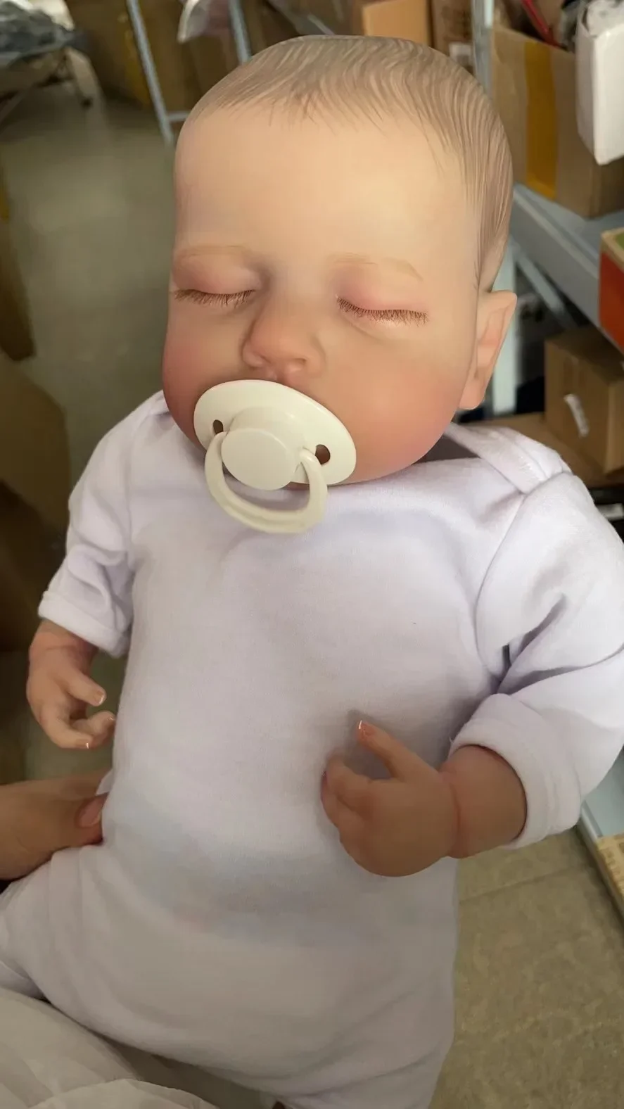 

50cm Reborn Dolls Loulou Sleeping Newborn Baby with Hand-Drawing Hair Lifelike Real Soft Touch High Quality Collectible Art Doll