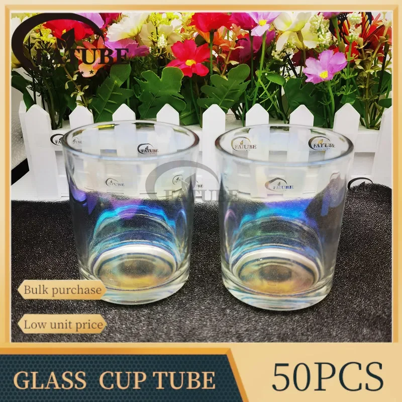 50pcs Customized Rainbow Glass Cup  Cups  ABCD Bubble Flat Straight Tube