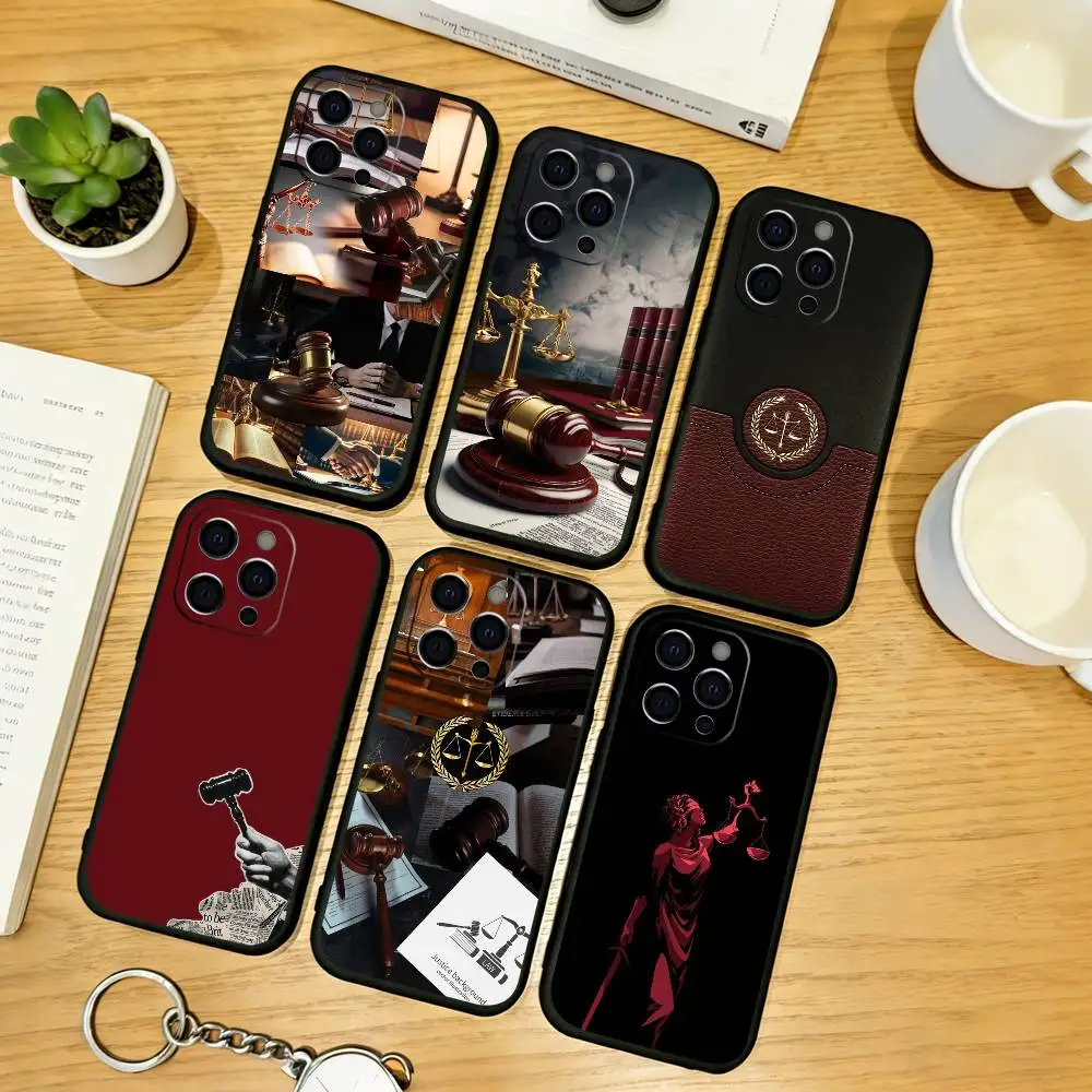 Coque de téléphone souple noire pour avocats, compatible avec iPhone 17, 16, 15, 14, 13, 12, 11 Plus, Pro Max et autres modèles