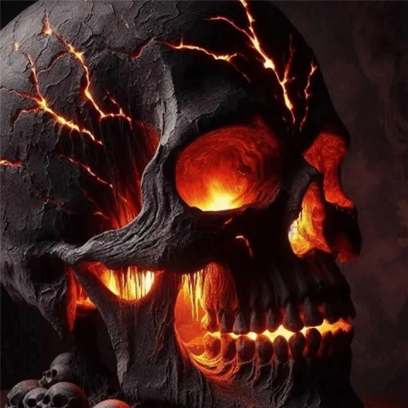 FYBL-Skull Flame Table Lamp,Halloween Decorative Skull Lamp,Decorative LED Night Light, Resin Craftsmanship, USB Rechargeable - view 2