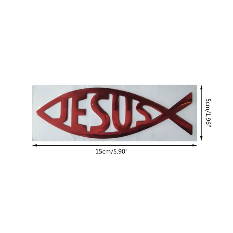 Etiqueta engomada del coche 3D de los peces de Jesús, calcomanía impermeable, calcomanía cristiana