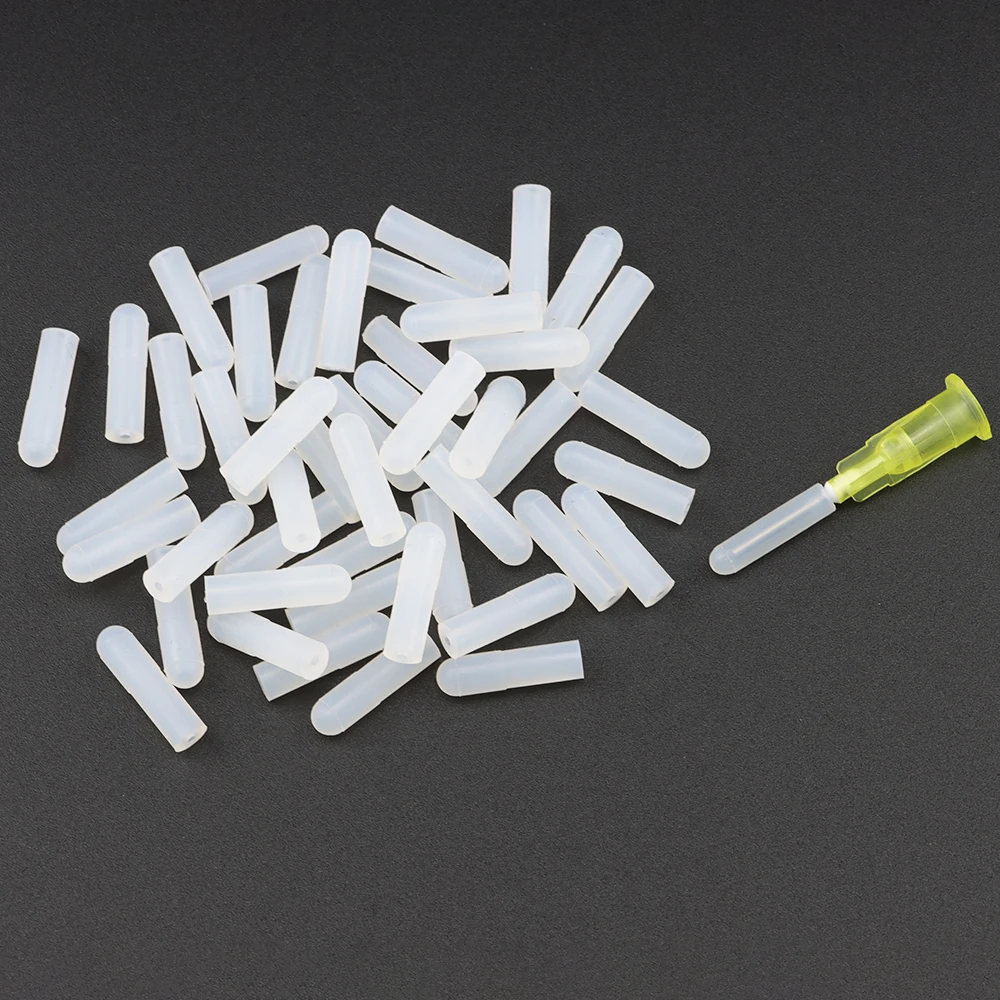 50/100/200pcs Dispensing Needle silicone cap glue needle Protective Cover Syringe Needle Prevent Glue From Solidifying