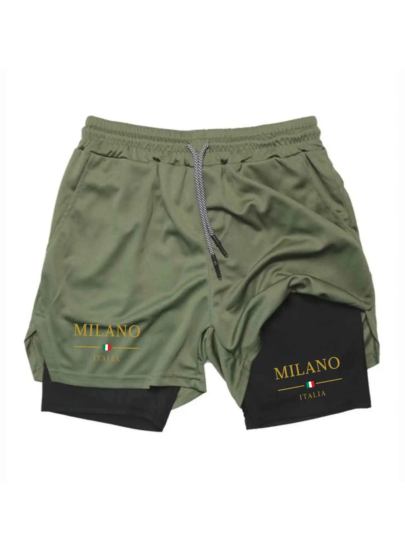 New Men's Running and Sports Shorts Gym Training 2-in-1 Quick drying Multi functional Double layered Promotion Latest Hot Sale