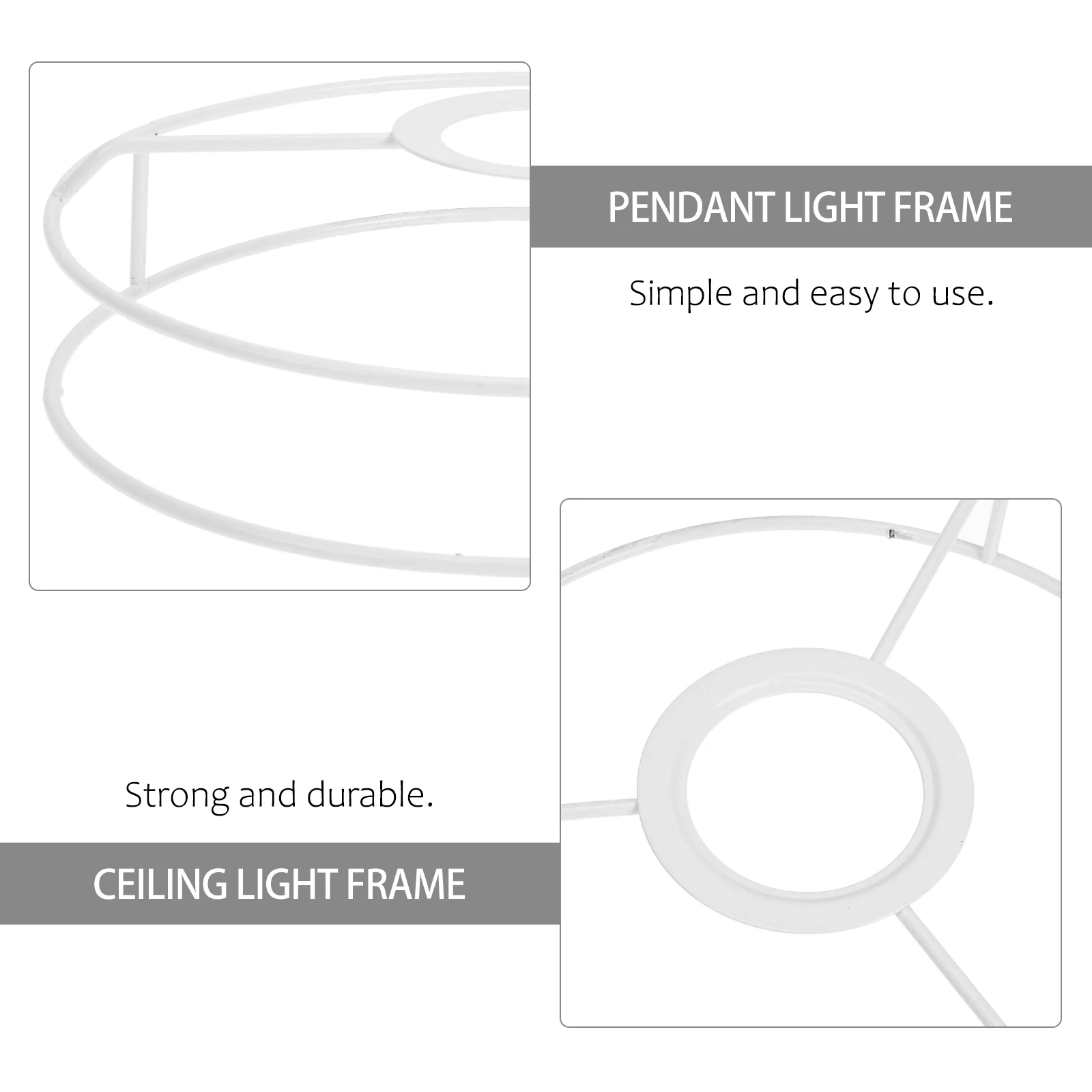 Premium Lampshade Frames Wire Lamp Cover Metal Ring Support Light Holder for DIY Desk and Ceiling Lamps