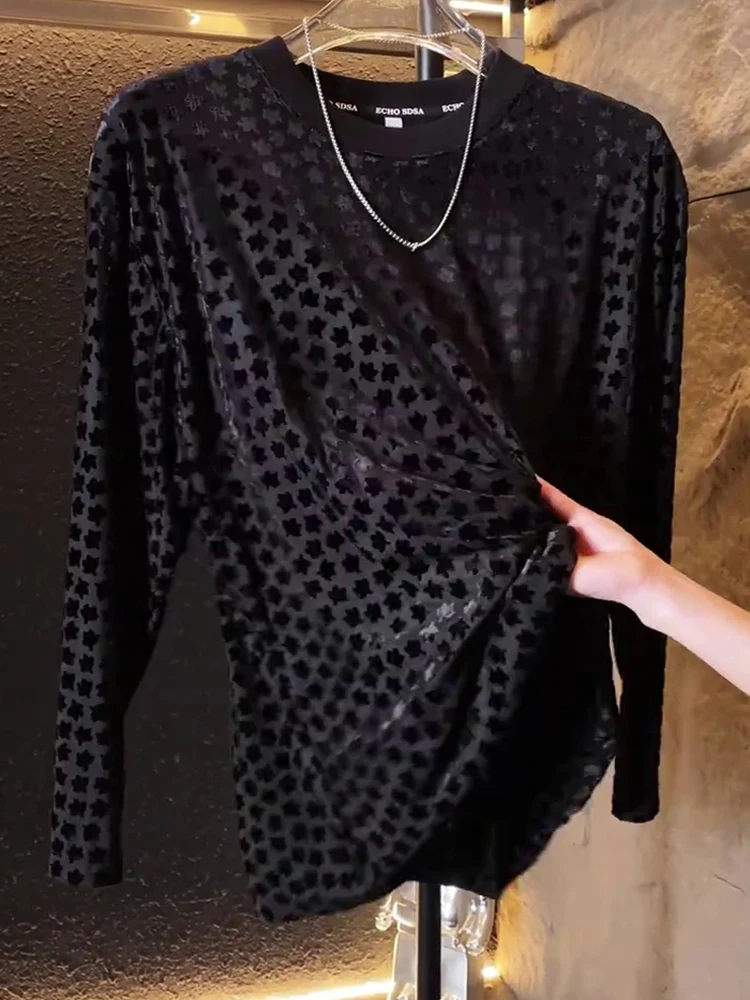 

Ele plus Size Men's Faion Design Long Sve Bla Star Slim Fit Luxury Men's Clothing Spring 2026 Urban Sle