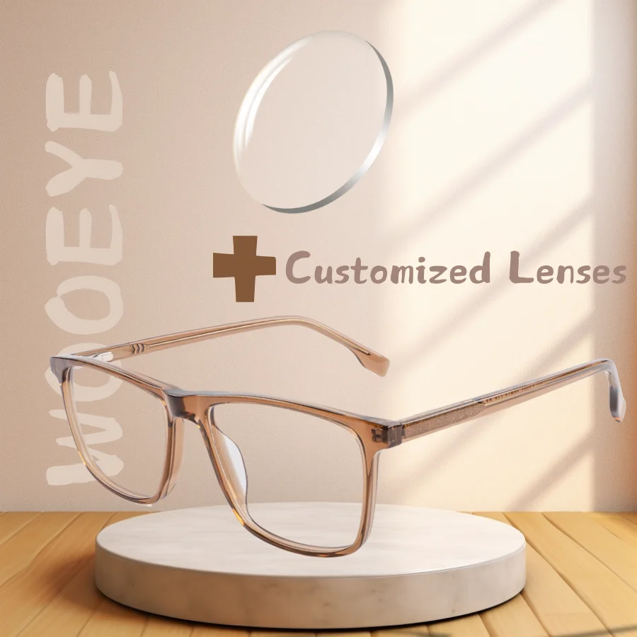 Wooeye acetate unisex fashion clear lenses women's prescription eyeglasses frame lenses customized 1.56 1.61 1.67 1.74