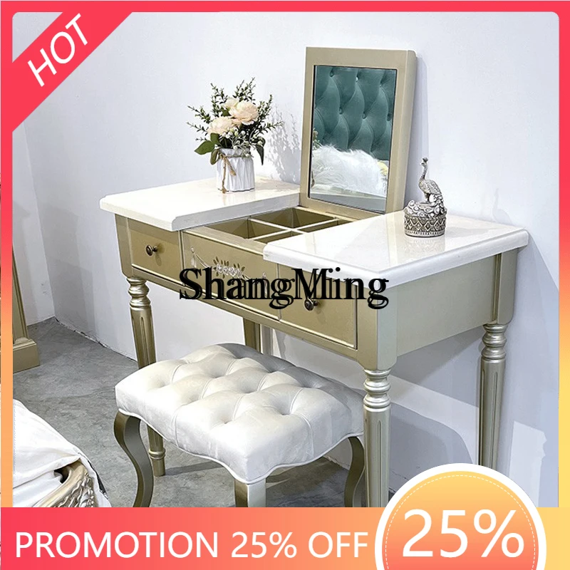 FG good-looking  light luxury solid wood flip dresser makeup table bedroom furniture small apartment