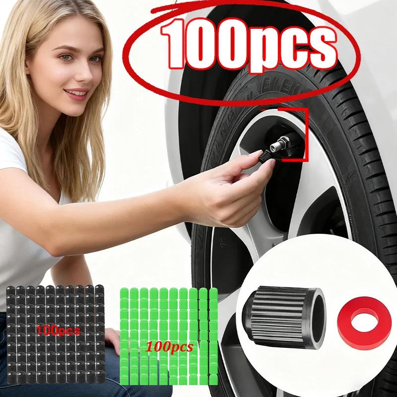 

100 шт. клапаны для шин из АБС-пластика, крышка клапана для автомобильных велосипедных шин, пылезащитная крышка, колпачки для штока клапана для колес, крышки пылевого клапана для автомобиля