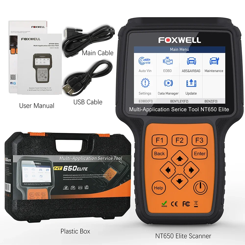 FOXWELL NT650 Elite Wireless OBD2 Automotive Scanner SAS A/F OIL EPB BRT TPS 26 Reset Professional Auto Car Diagnostic Tool OBD2