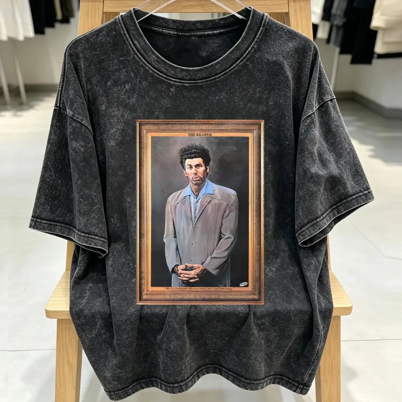 washed T Shirt Seinfeld Kramer Portrait Men's Regular Fit vintage Washed fashion Unisex streetwear graphic Soft Casual Stylish