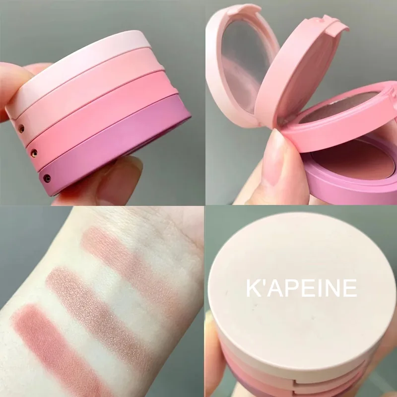 Drie Lagen Make-Up Palet Matte Parelmoer Oogschaduw Blush Markeerstift Contouren Alles-In-Één Palet Verhelderende Huid