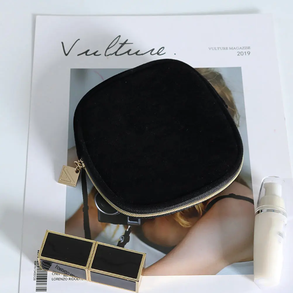 

Mini Makeup Storage Bag Toiletry Coin Purse Change for Women Black Cute Small Woman
