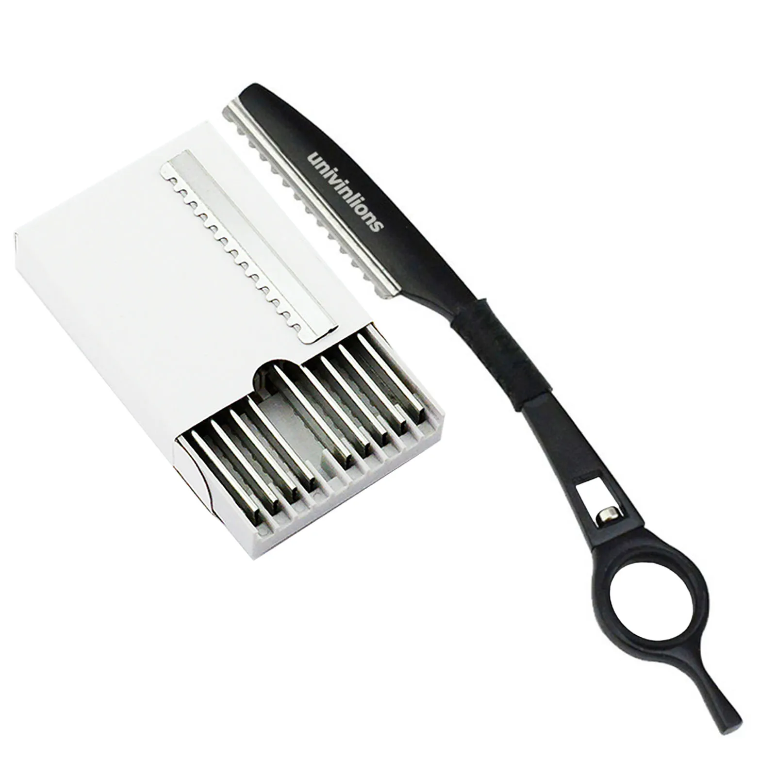 Univinlions Colorful Hair Thinning Razor+10 Blades Straight Barber Razor Hairdressing Cutter Haircut Knife Thinner Stick Razor