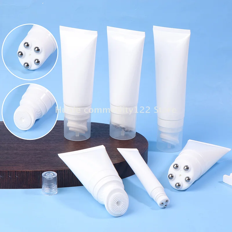 20/50/80100g Spazzola in silicone/Testa a sfera in metallo Tubo morbido cosmetico Massaggio Crema detergente Bottiglia Contenitore di plastica da viaggio vuoto