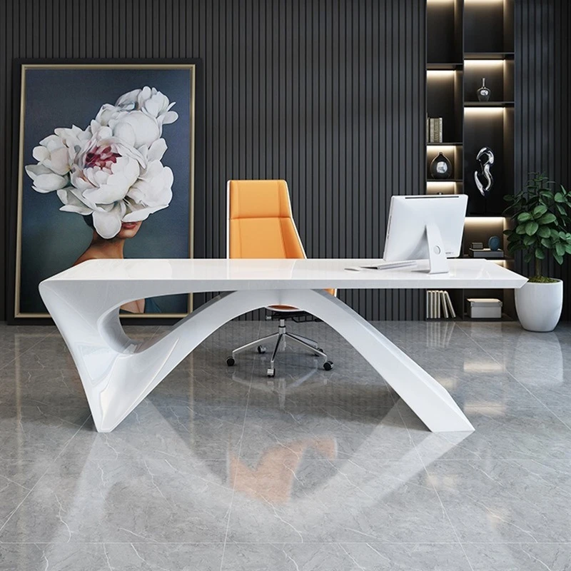 

white creative boss table fashion modern beauty salon president table office supervisor mostrador de recepción machine furniture