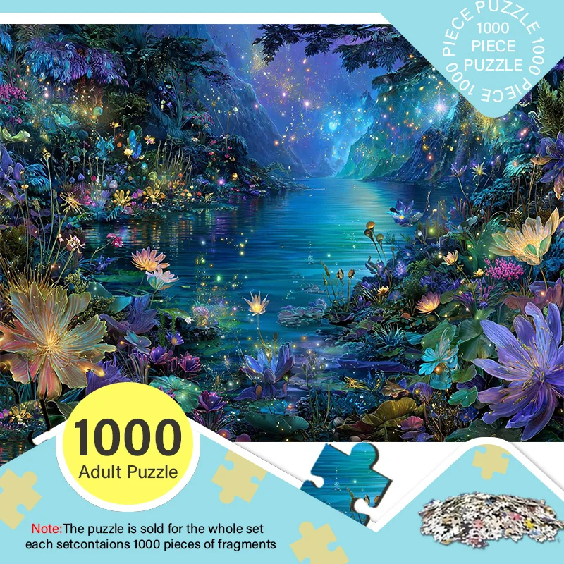 1000pcs Adult Mini Puzzle Box with Vibrant Forest Lake Design - Scratch-Resistant, High Difficulty Level for Grown Ups, Family