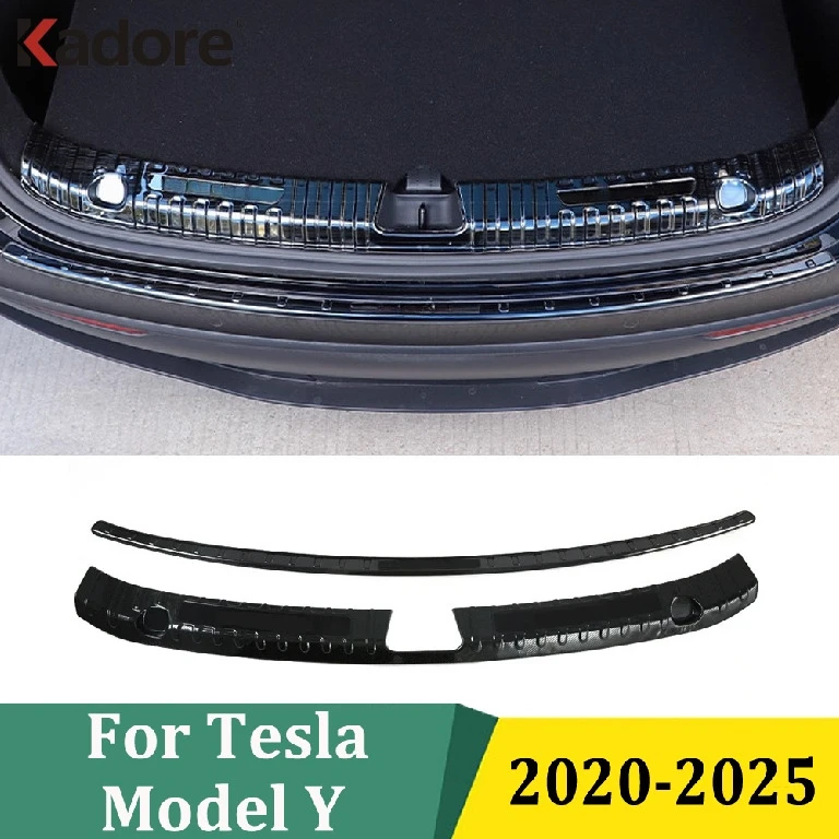 

Для Tesla Model Y 2020 2021 2022 2023 2024 2025 автомобильные аксессуары из нержавеющей стали внутренняя внешняя защитная крышка заднего бампера накладка