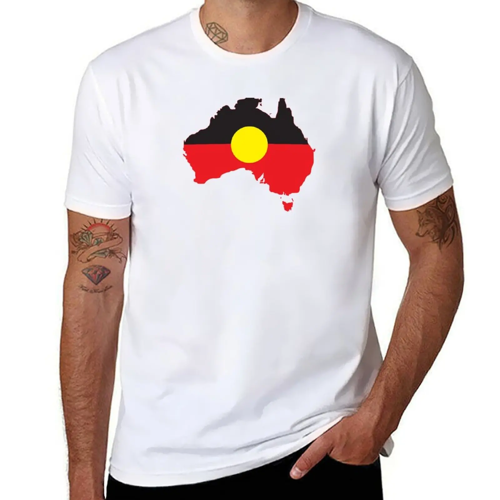 

Aboriginal Flag In Australia Map #1 T-Shirt funny t shirts dark humor man t shirts cotton T-Shirt