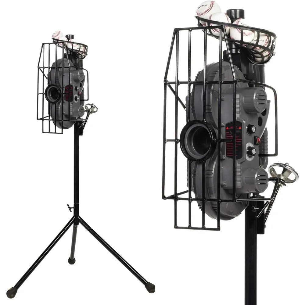 

Dual-Wheel Baseball Pitching Machine for Solo Hitting Training, Fielding or Coaching, 40 to 68 MPH, Easy to Adjust Angle