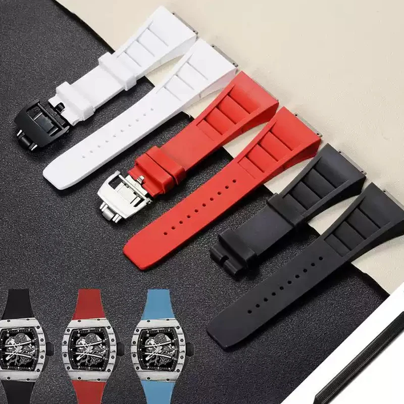 Original Quality Soft Colorful 25mm*20mm Waterproof Natural Rubber Watchband For Richard Mille Watch Strap Bracelet