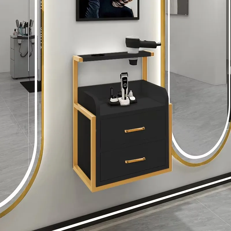 New Arrive Modern Style Wall Mounted Salon Trolley Gold Drawers for Hair Spa Barber Shop Home Living Room Use