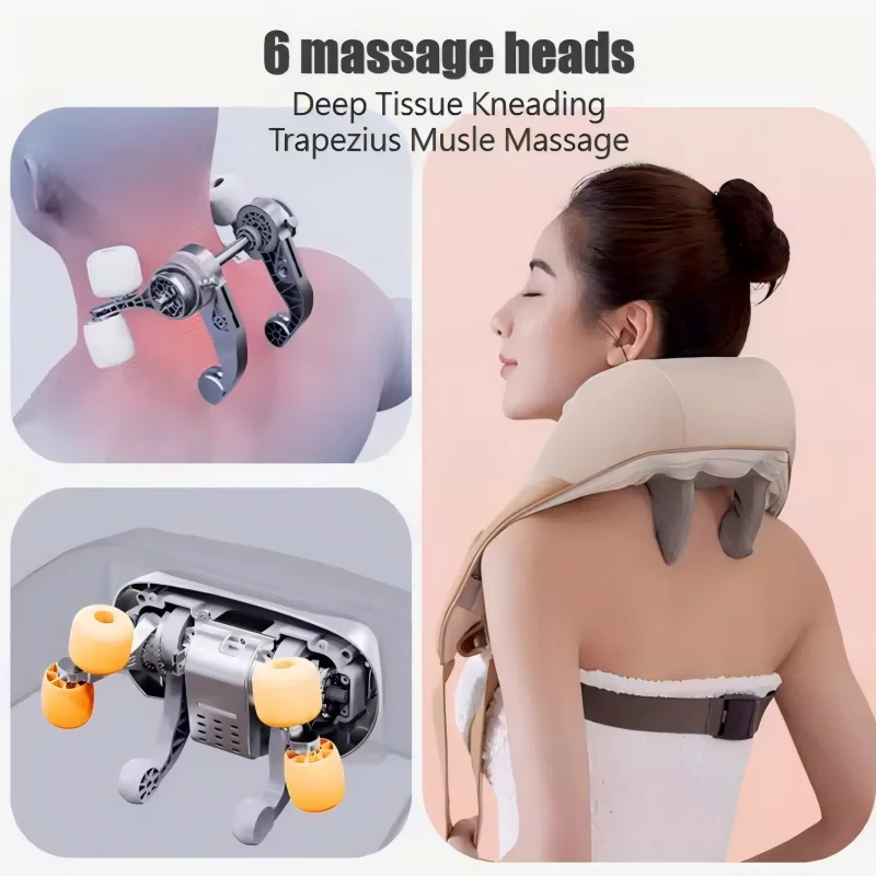 Shiatsu Back Shoulder and Neck Massager with Heat Cordless Deep Tissue 6D Kneading Massage Pillow Massage Shawl for Muscle Relax image 5