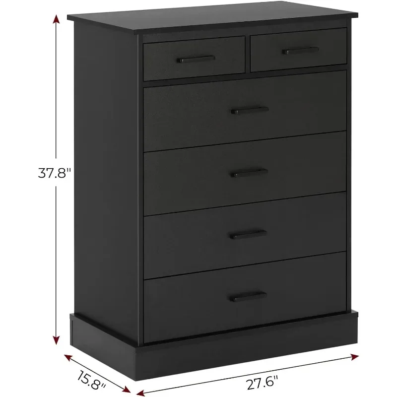 Aparador para dormitorio, torre de almacenamiento de madera, organizador de ropa, 6 cajones, gran capacidad