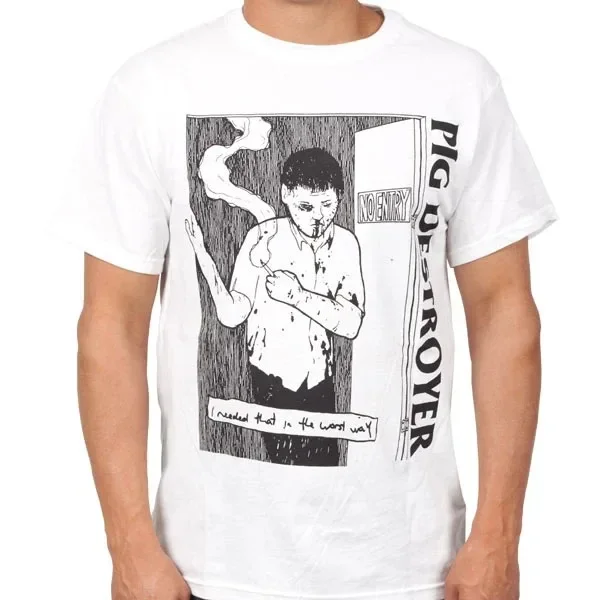 Pig Destroyer Print T‑Shirt, Featuring Distorted Multi‑hands Graphic with Broken Glass and Eclipse Element, Retro Red Dark