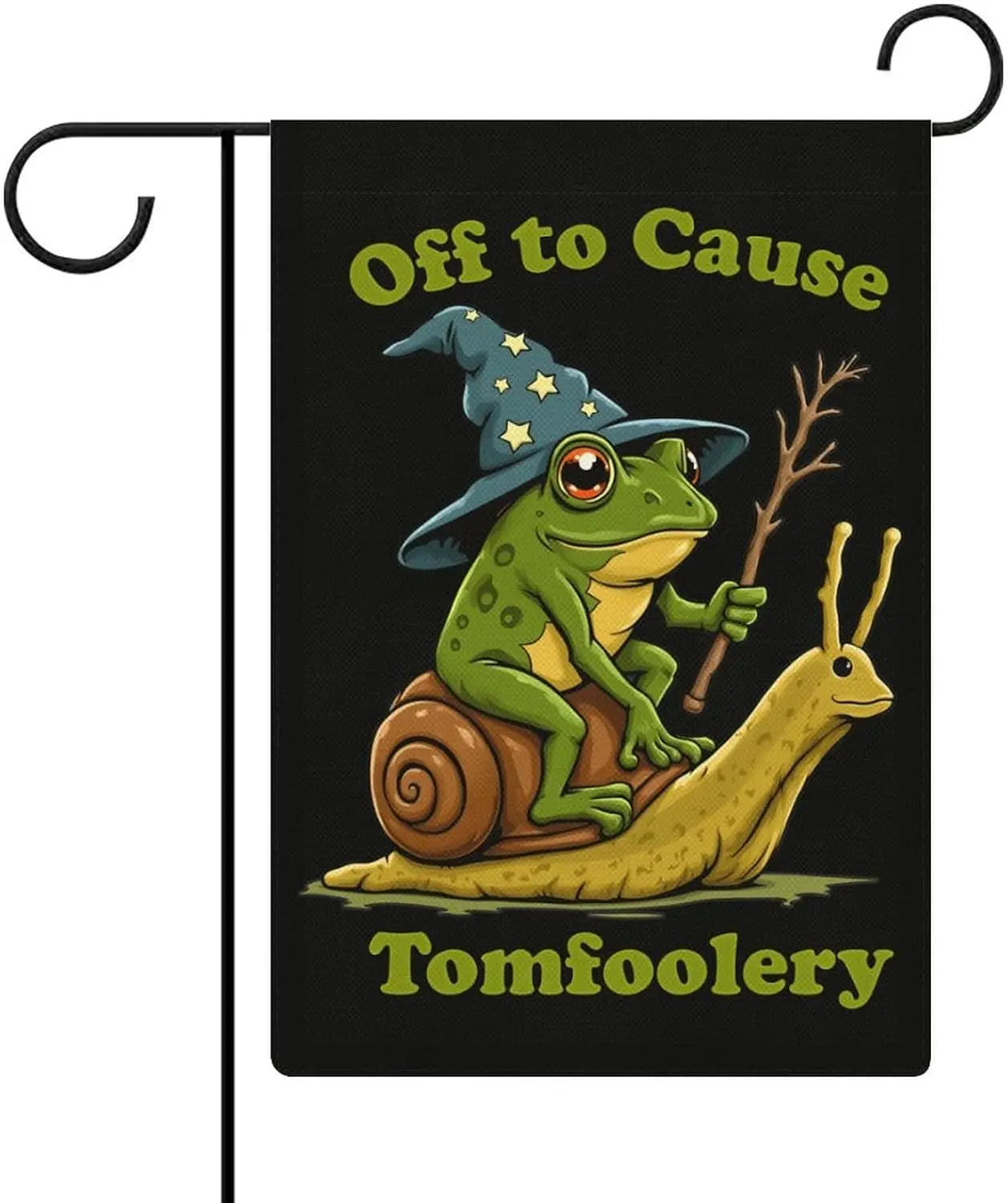 Frog Wizard Snail Ride Garden Flag 12 X 18 Inch Double Sided Outside Outdoor Decoration kkz