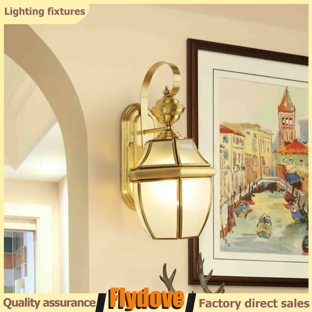 

Retro Outdoor Brass Wall Lamp Waterproof IP65 Garden Courtyard Decoration Balcony Porch LED Lighting Wall Lamp Bedside Wall Lamp