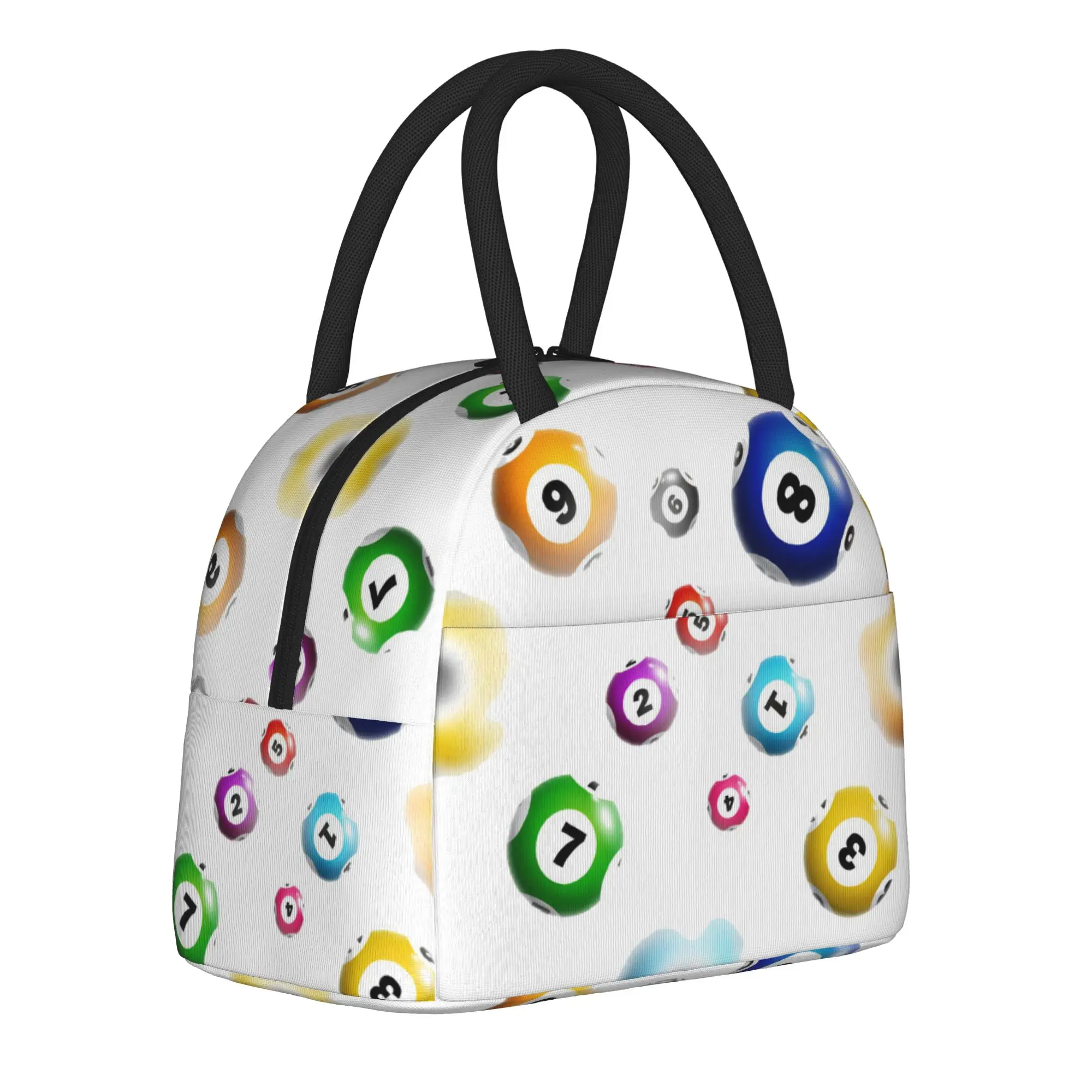 Bingo Balls Paper Game Tote Insulated Lunch Bag  Portable Food Bags Reusable Thermal Cooler For Work Large Capacity Bento Box