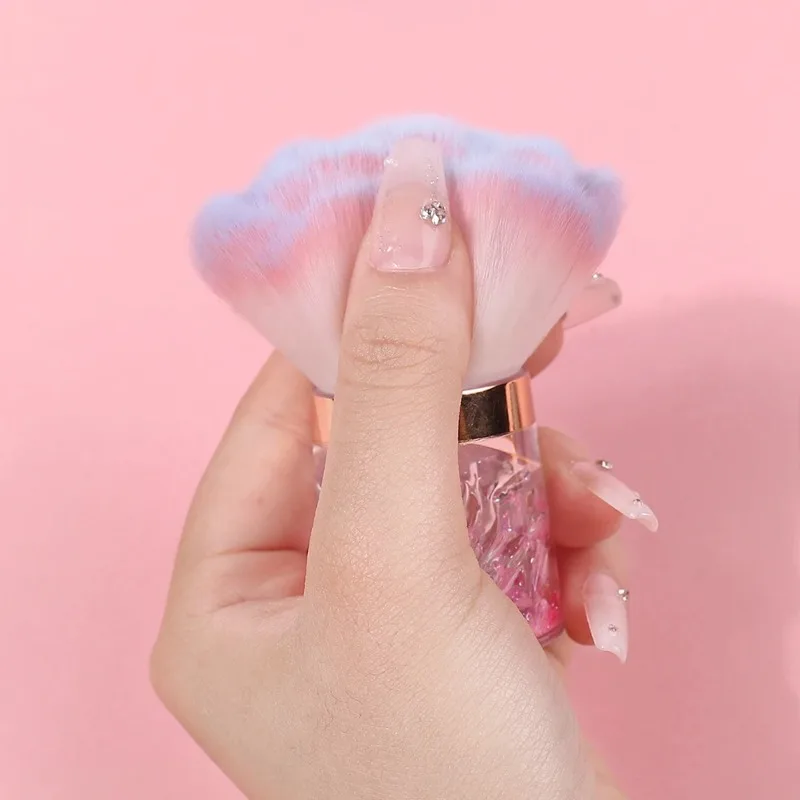 Novo prego cogumelo rosa cabeça escova remover escova de poeira do prego polonês pó ferramenta limpeza beleza pincéis maquiagem manicure acessórios