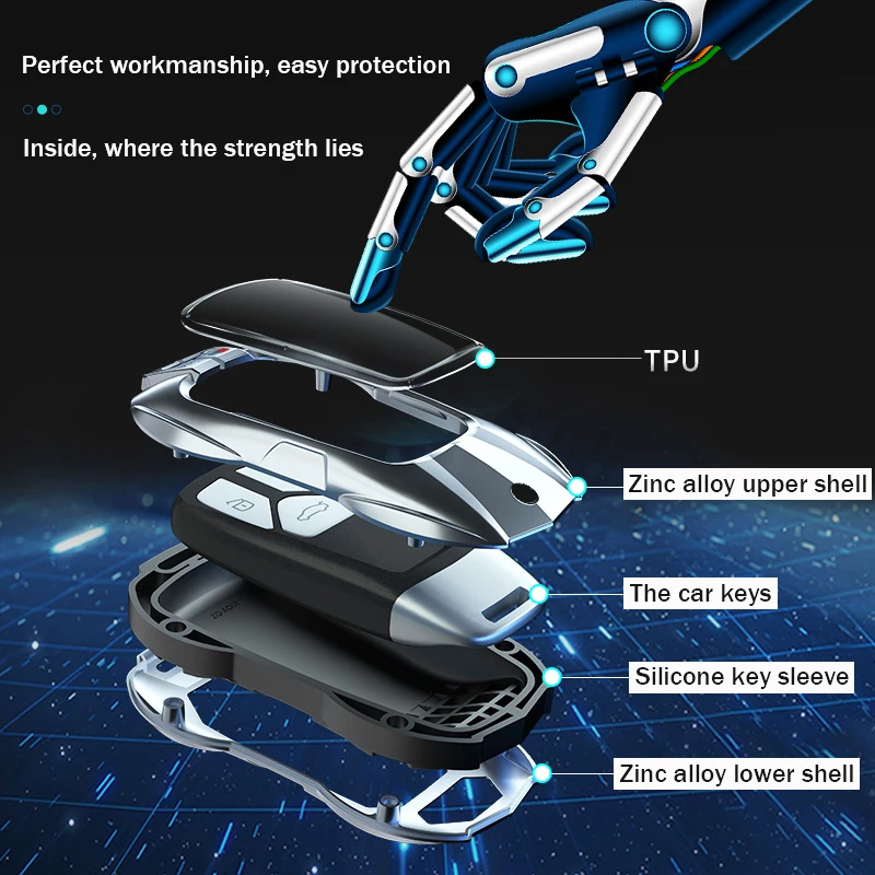 Boutique Fashion Car Key Case Cover Zinc Alloy Car Key Shell Keychain for AUDI A3 A4 A5 A6 A7 A8 S4 S5 Q2 Q2 Q5 TT TTS RS 4M 8W