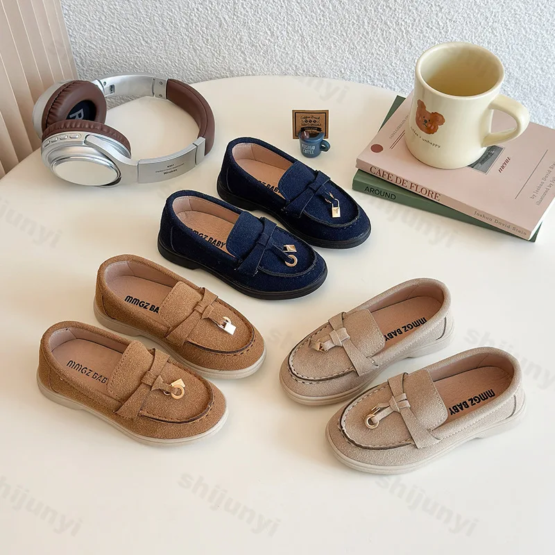 

Детская кожаная обувь, весна-осень 2023, новая уличная нескользящая повседневная обувь на мягкой подошве для девочек, легкие удобные лоферы