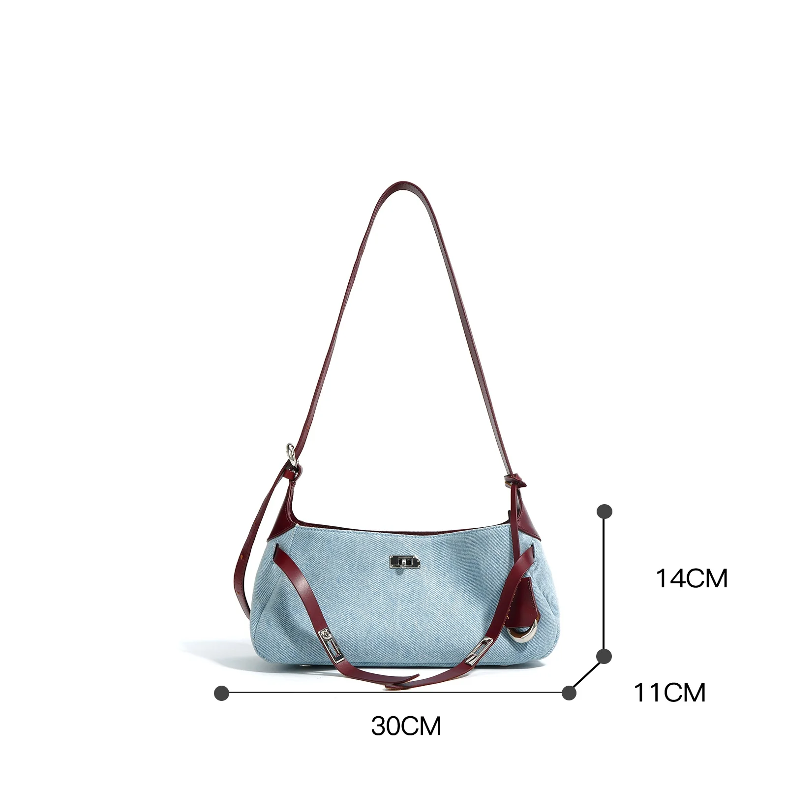 

2025 Women Shoulder Bag Female Casual HOBO Tote Handbag Lady Fashion Underarm Bags Soft Denim Split Leather Bucket Messenger