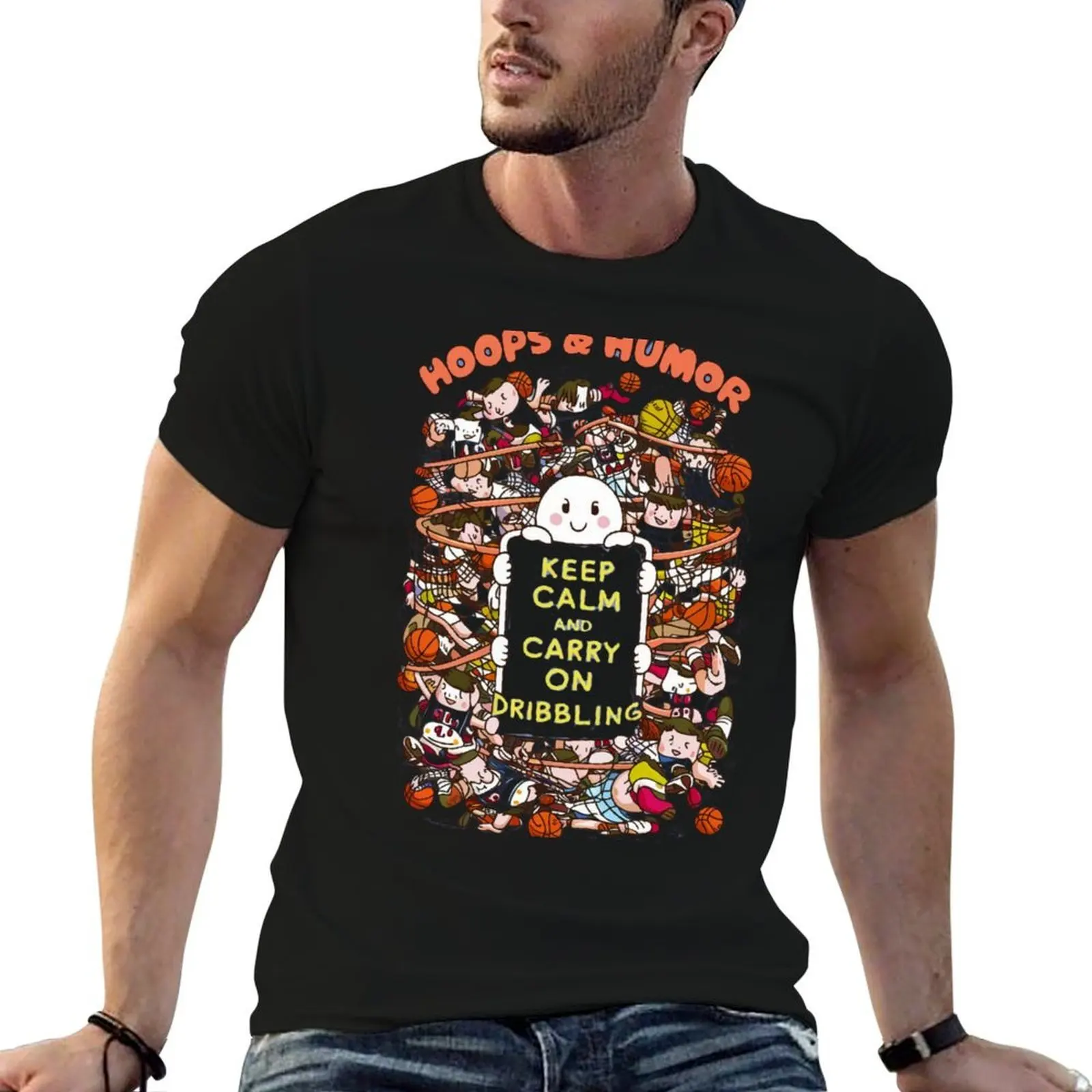 

Hoops and Humor - Kawaii T-Shirt mens graphic t shirts cotton tshirt 100% T-Shirt