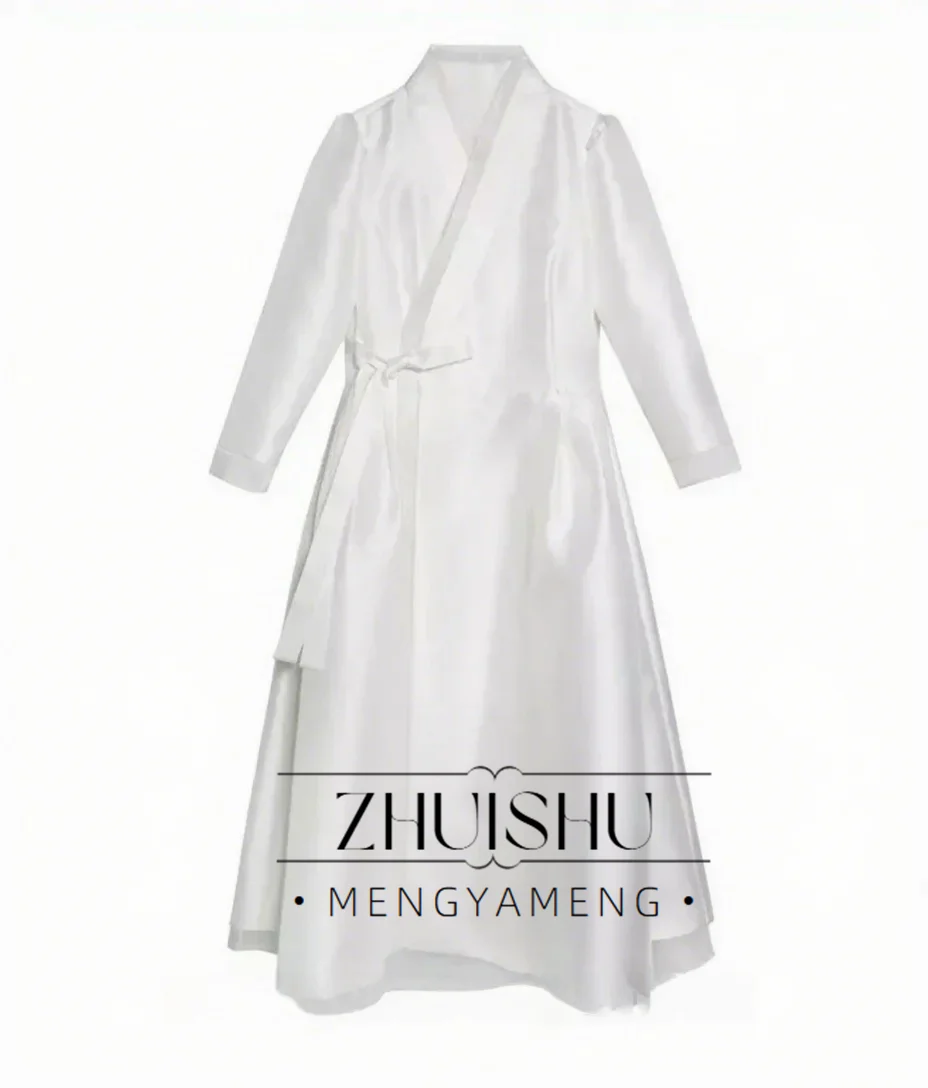 ZHUISHU 2025 elegante zijde satijn avondjurk v-hals lange mouwen prom toga korea trouwjurk fotoshoot aangepaste partij