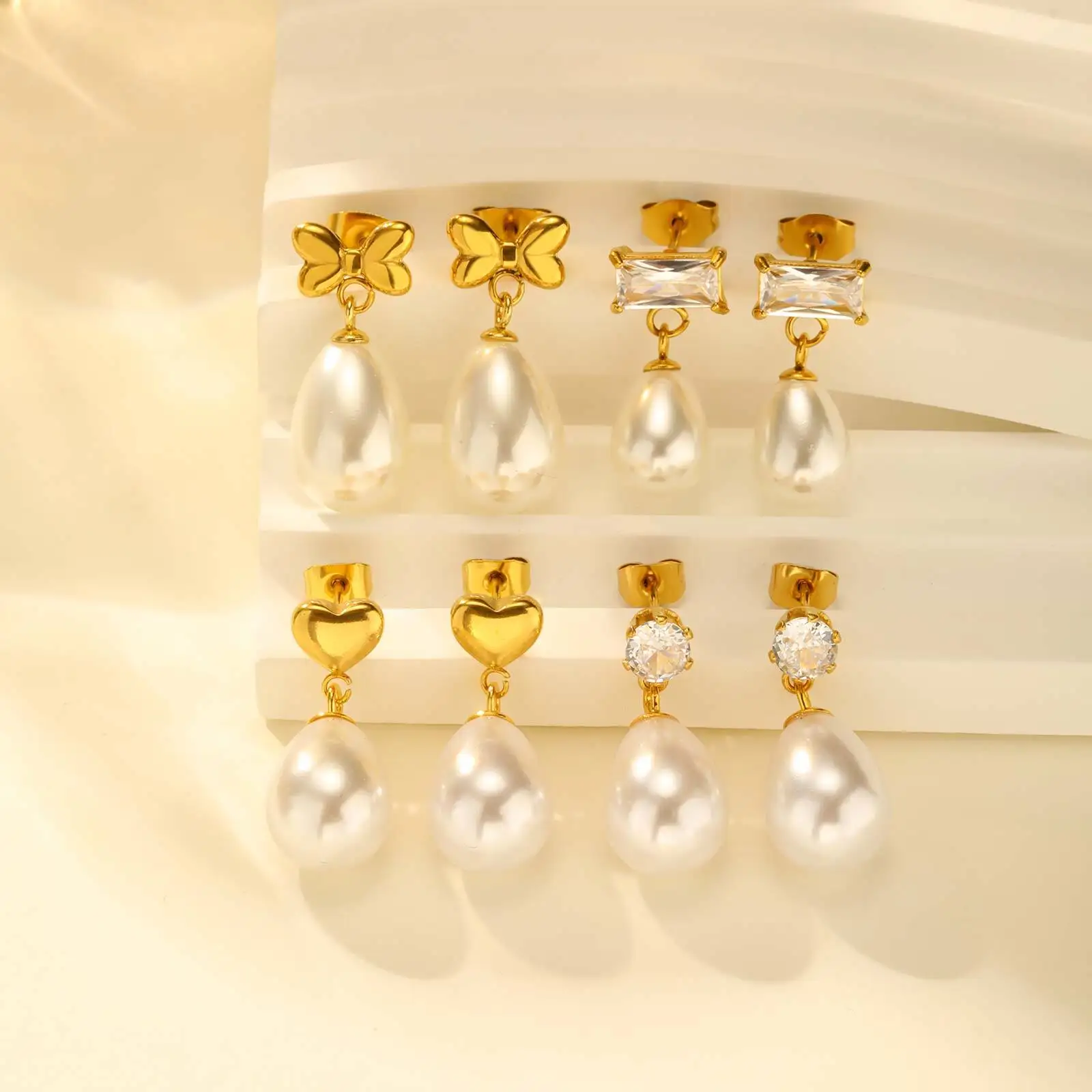 Bow Earrings for Women, Trendy Stuff Cute Bow Pearl Drop Dangle Earrings Bowknot Wedding Party Daily Jewelry