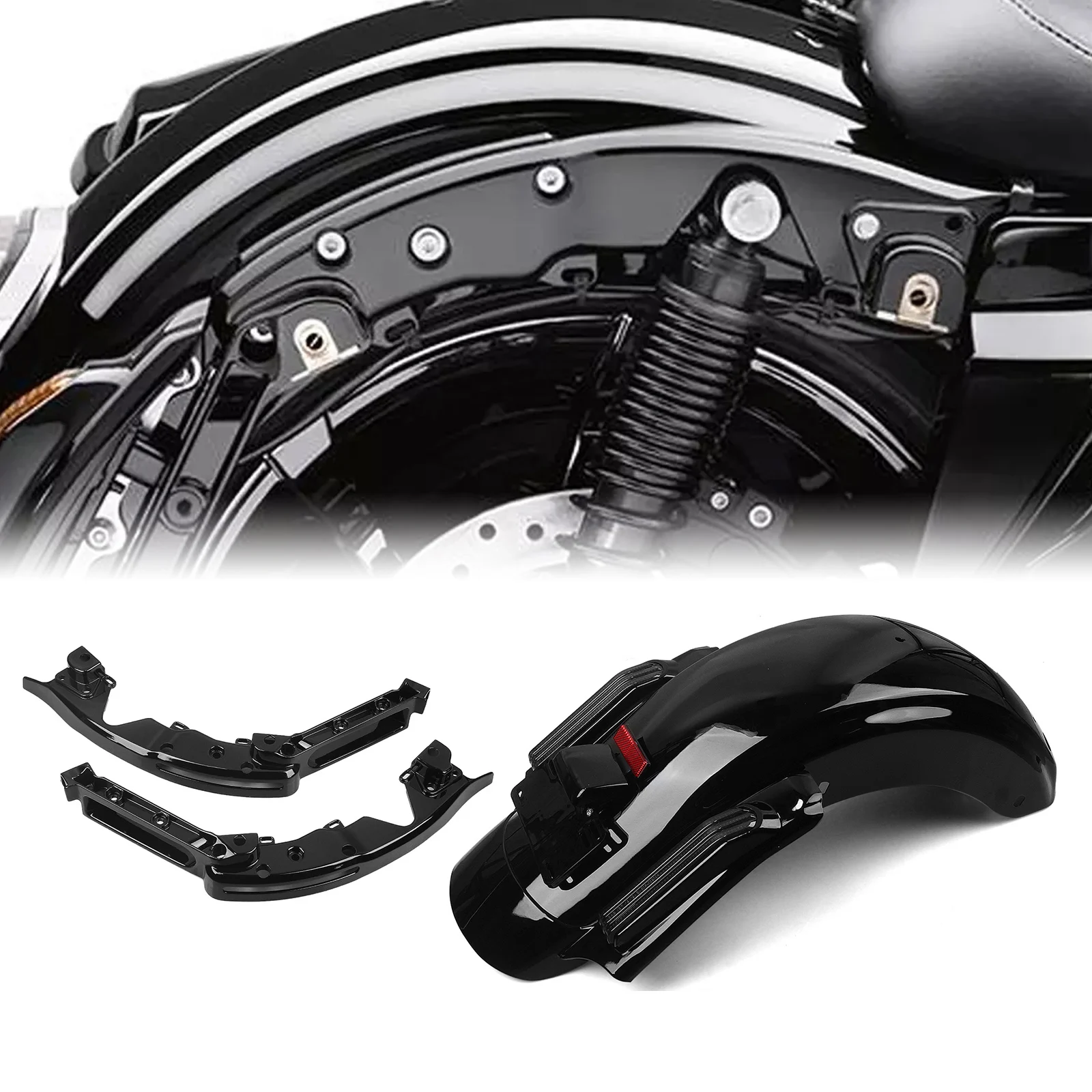 For Harley Touring CVO Road Glide 2014-2024 Motorcycle Rear Fender Mudguard Mud Guard Cover Splasher Plate With Support Bracket