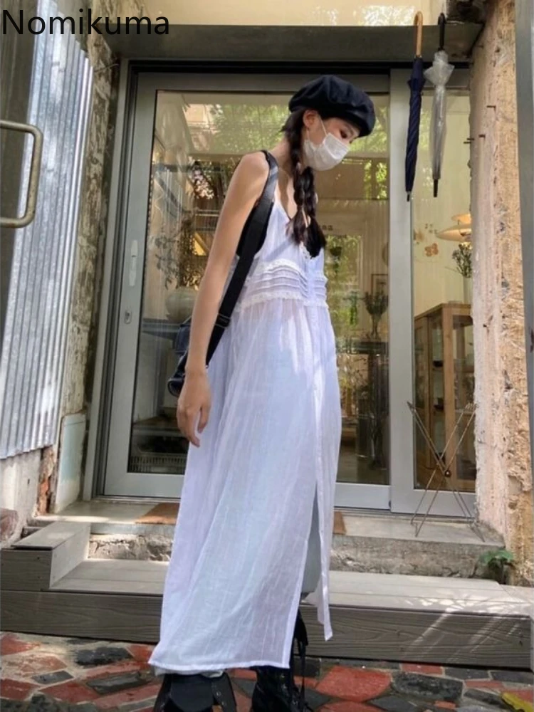 Summer Y2K Dress for Wome Sexy Sling Clothes Femme 2024 Vestidos De Mujer Long Robe Korean Fashion See Through White Dresses