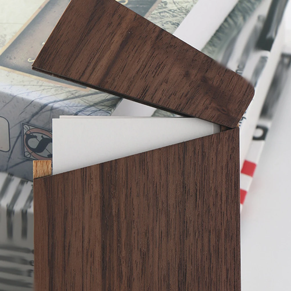 

Wooden Business Card Holder Crafted from Walnut Wood Ultra Thin Design for Men Desk Accessories Black Walnut