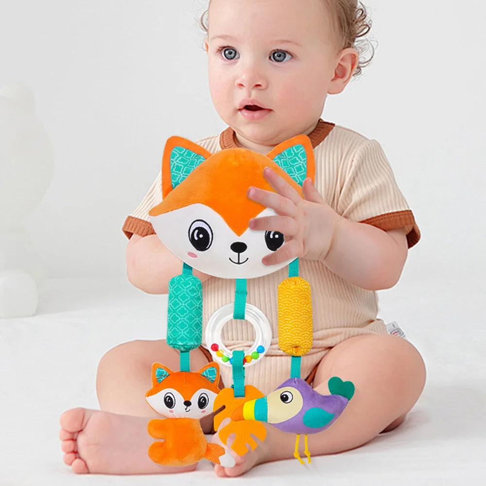 Juguetes colgantes para bebé de 0, 3, 6 y 12 meses, actividad arcoíris, cochecito de animales de peluche, juguete para asiento de coche de bebé, cuna, juguete sensorial de viaje para bebé